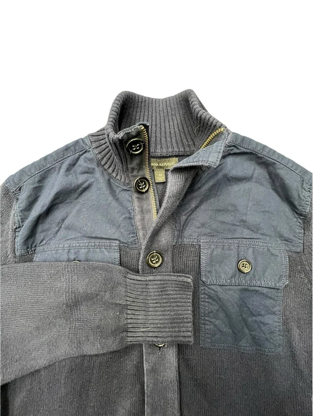 Banana Republic Military Knit Cardigan Sweater Jacket Navy Men’s Medium